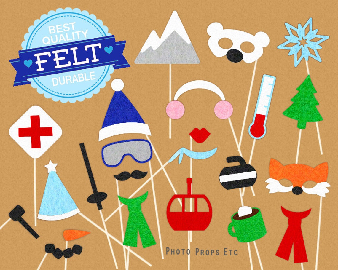 Winter Photo Booth Props Ski Trip Snow Photobooth Etsy