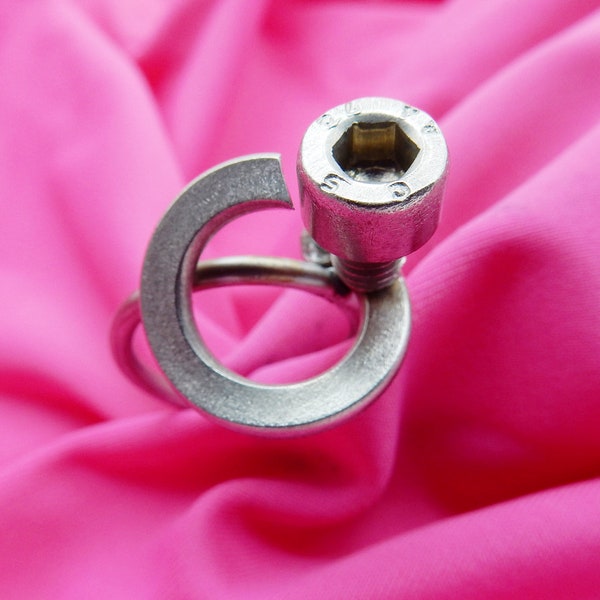 steel ring steel precious ring handmade original ring steel screws eternal ring gift original ring