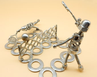 tennis, tennis game. tennis gift tennis player Metal sculpture, scrap metals, metal sculpture art, recycling tennis player gifttennis racket