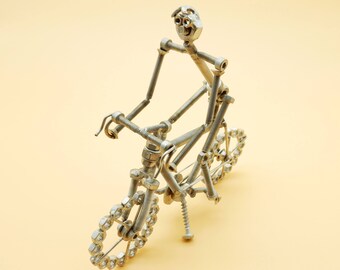 Bicycle bike  Bike sculpture steel screws bolts Bike bike Bike bike artistic metal screws bolts cyclist Metal sculpture scrap metals