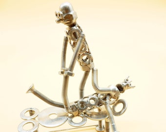 fysiotherapeut, metalen sculptuur, osteopaat, revalidatie fysiotherapeut cadeau, fysiotherapeut cadeau kunst metalen sculptuur metaal