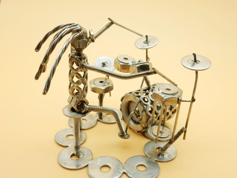 Drummer Drums Percussion Steel Drum Art Metal Sculpture Steel Etsy