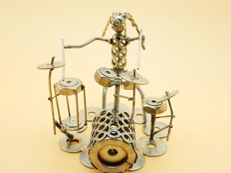 Drummer Drums Percussion Steel Drum Art Metal Sculpture Steel Etsy