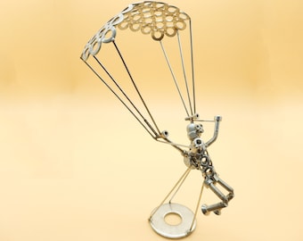 parachutiste parachute cadeau parachute lancement parachutiste officiel parachutiste brevet Art métal sculpture en métal ferraille