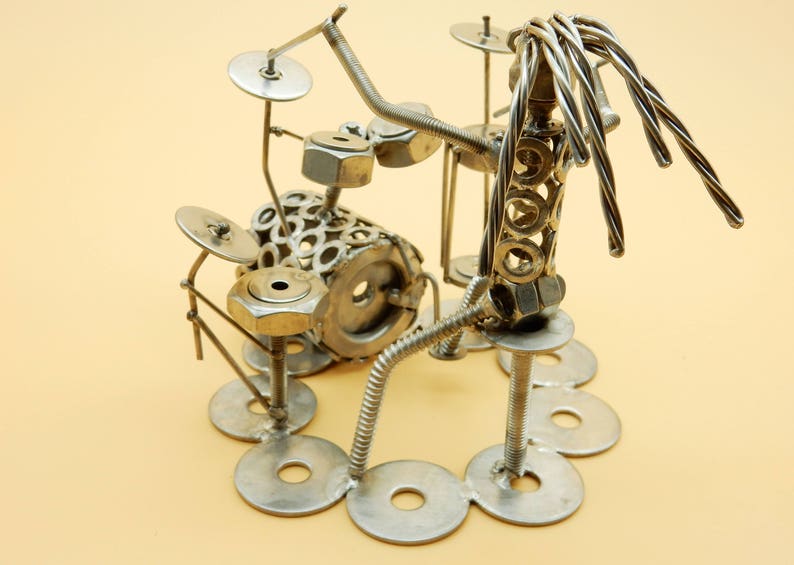 Drummer Drums Percussion Steel Drum Art Metal Sculpture Steel Etsy