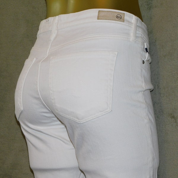 AG Adriano Goldschmied The Prima Mid Rise Cigarette Jeans Skinny White Size 27R Made in USA Gently Used Y2K Vintage