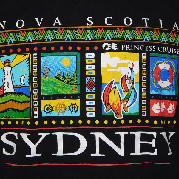 Nova Scotia Sydney Tourist Souvenir Tee Shirt Size 2XL Vacation Shirt Unisex Vintage Princess Cruises Very Good Condition