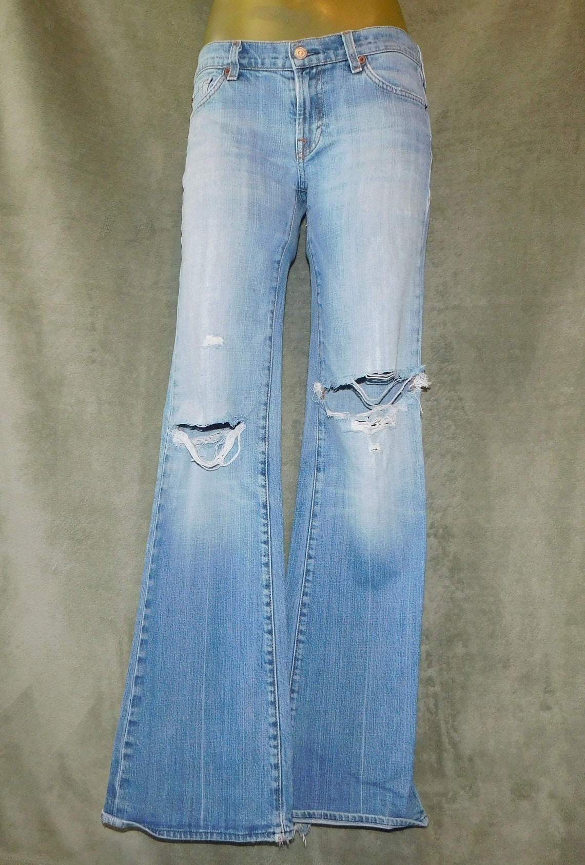 Y2K 7 for All Mankind Low Rise Flare Jeans Stretch Distressed - Etsy