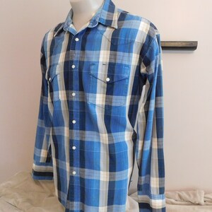 Wrangler Vintage Pearl Snap Cowboy Shirt Plaid Western Shirt Men&#39;s Size XL Long Sleeve 100% Cotton Good Condition