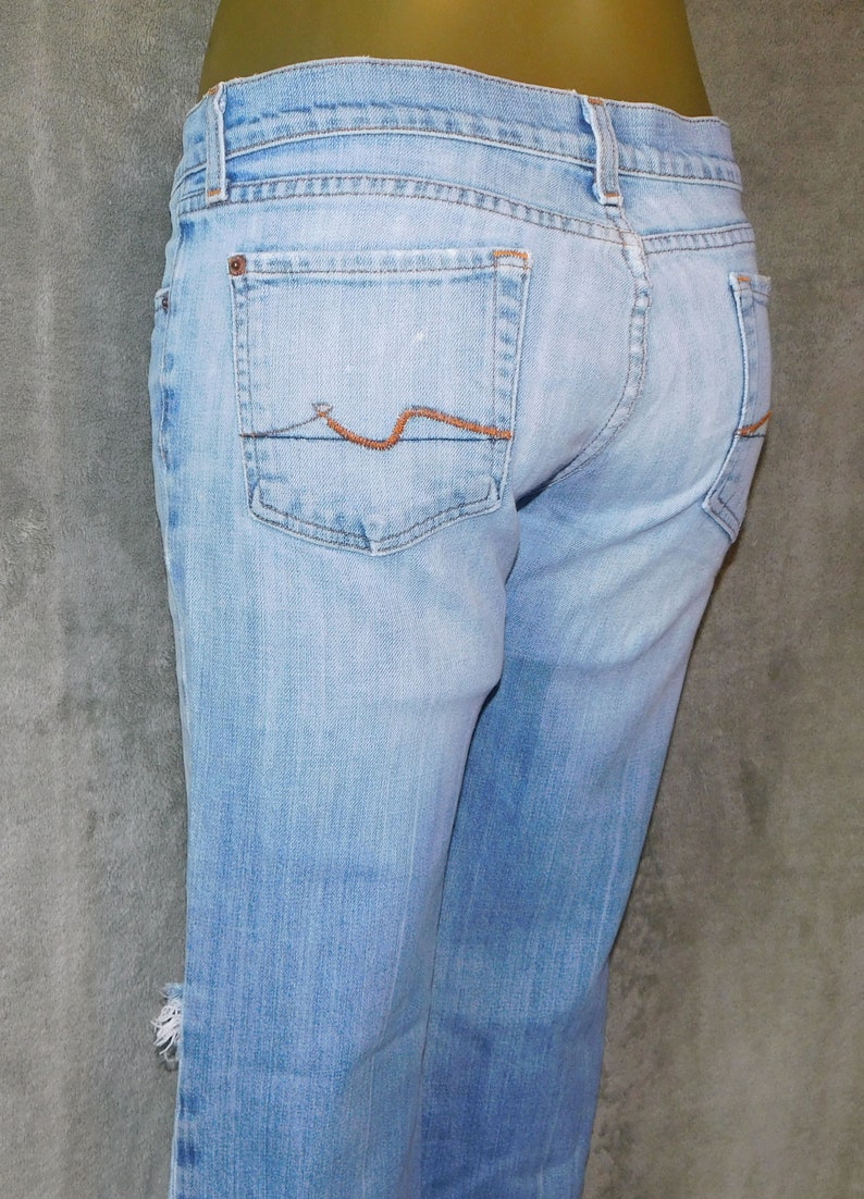 Y2K 7 for All Mankind Low Rise Flare Jeans Stretch Distressed - Etsy