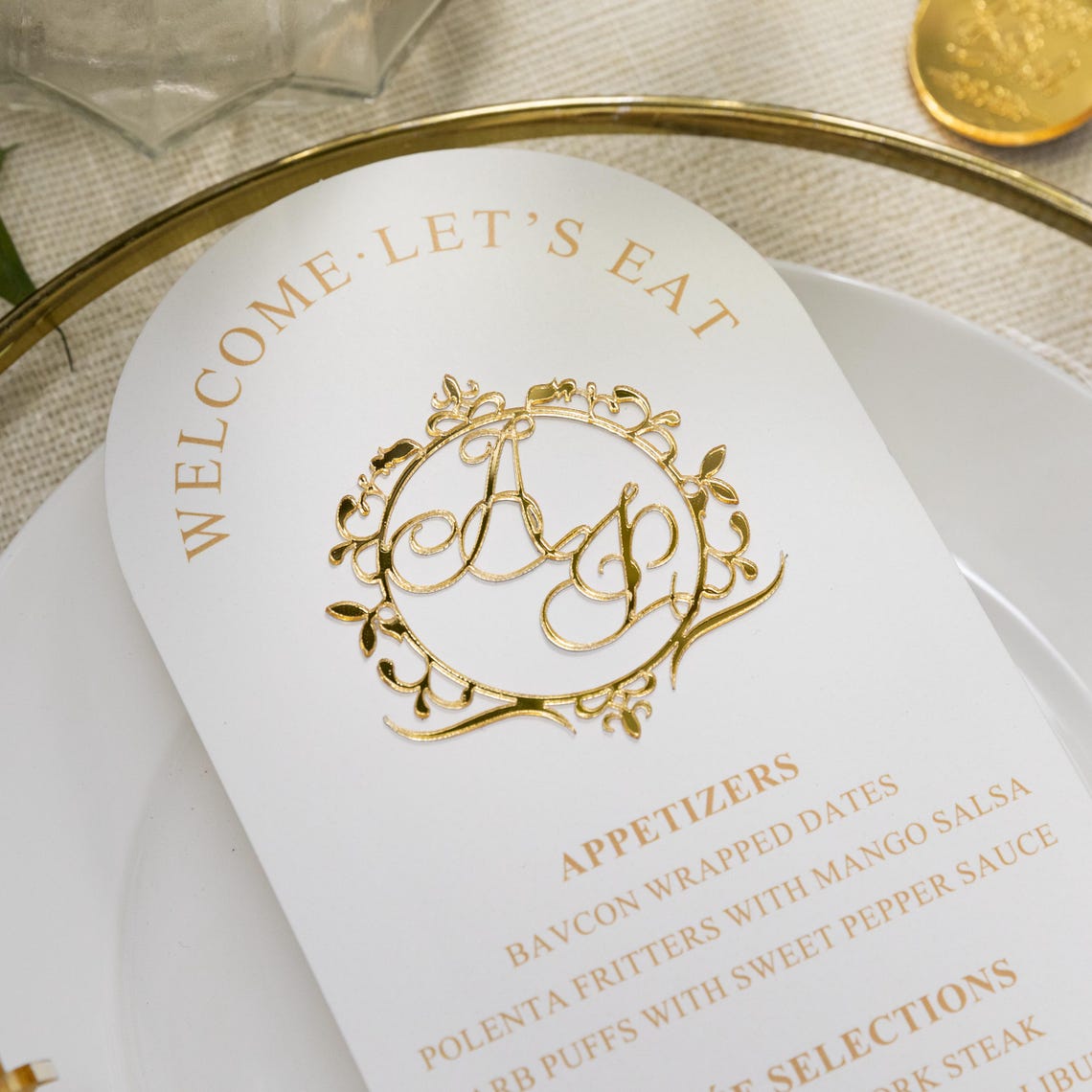Lovely Arch Shape Menu Cards With 3D Customized Monogram - Etsy