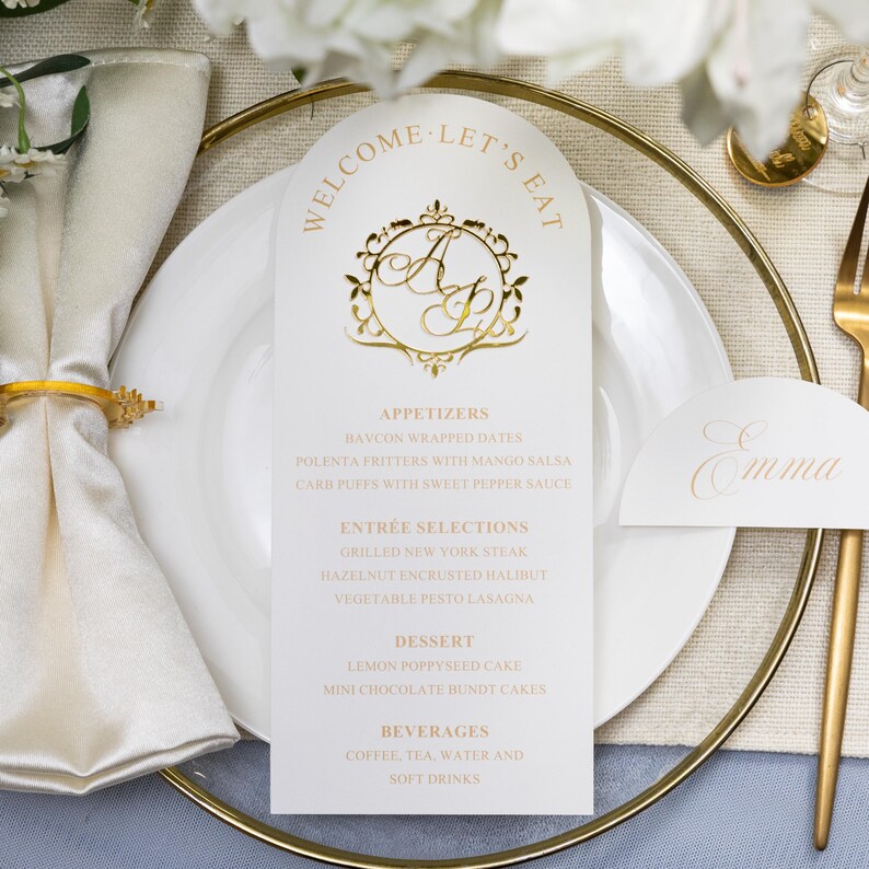 Lovely Arch Shape Menu Cards With 3D Customized Monogram - Etsy