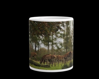 Deer heard White glossy mug