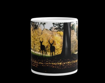 Tatton Park Deer White glossy mug