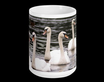 Swans White glossy mug