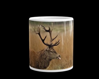 Funny deer White glossy mug