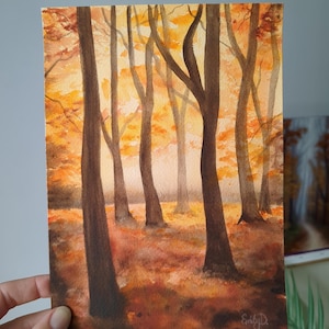 ORIGINAL PAINTING &quot;Autumn Woodland&quot; Watercolour by Emily D.