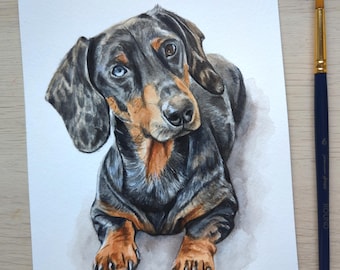 Aangepaste aquarel huisdierportret: handgeschilderde honden- of kattenkunst