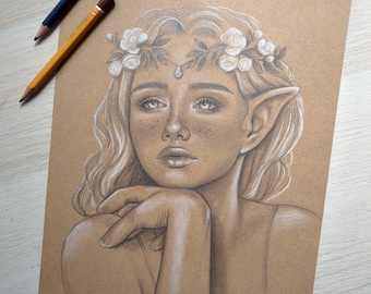 DIBUJO ORIGINAL "Hada melancólica" de Emily D.