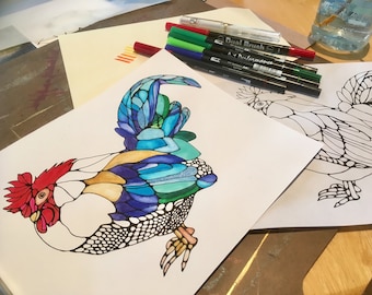 Chicken Coloring Page