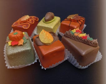 Faux Fall Pastries | 6 Pc Fake Petit Fours | Farmhouse Set