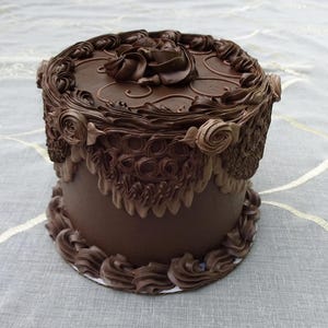 NEW! Fake Cake 6 Inch Double Chocolate Rose Cake