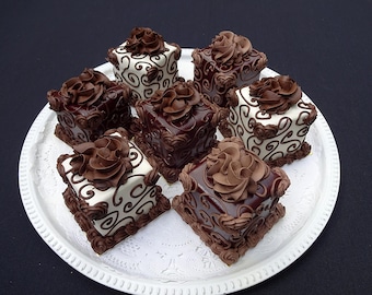 Fake Chocolate Mini Cake Prop | Faux Food Display for Staging & Decor