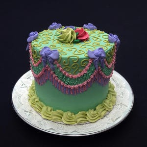 Bohemian Green 6 Inch Fake Fringe Cake