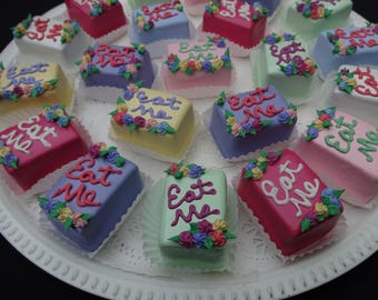 Alice “Eat Me” Faux Petit Fours | Pastel Display Sweets & Decor | 3 or 6 Pc Set