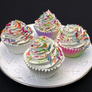 Fake Cupcake - White Multi Confetti Cupcake