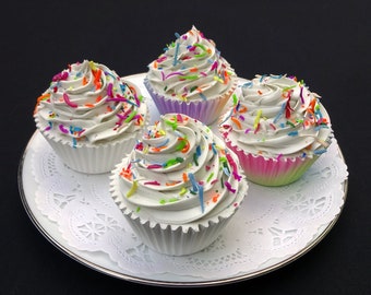 Fake Cupcake - White Multi Confetti Cupcake