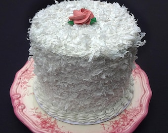 6 Inch Fake Coconut Cake Display | Realistic Faux Dessert Photo Prop