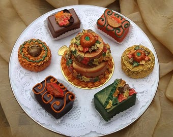 Pumpkin Two Tier Cake 7 Pc Fall Fake Desserts | Thanksgiving Display
