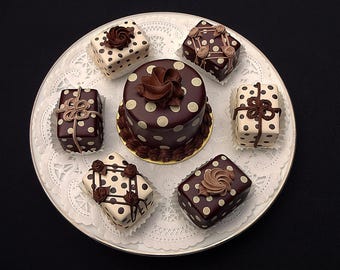 7 Pc. Faux Petit Fours | Fake French Pastries | Display Dessert Decor |Tier Tray Prop