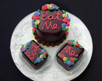 Chocolate Alice in Wonderland Eat Me Fake Cake Set | Faux Sweets Party Decor