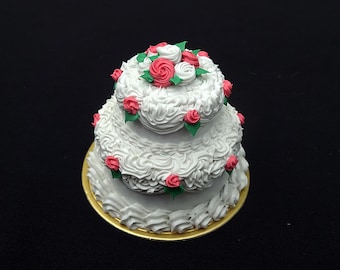 Faux 2 Tier White Mini Wedding Cake | Fake Food Display Prop