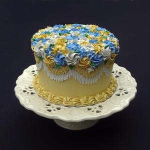 Realistic 8 Inch Yellow Victorian Rose Fake Cake
