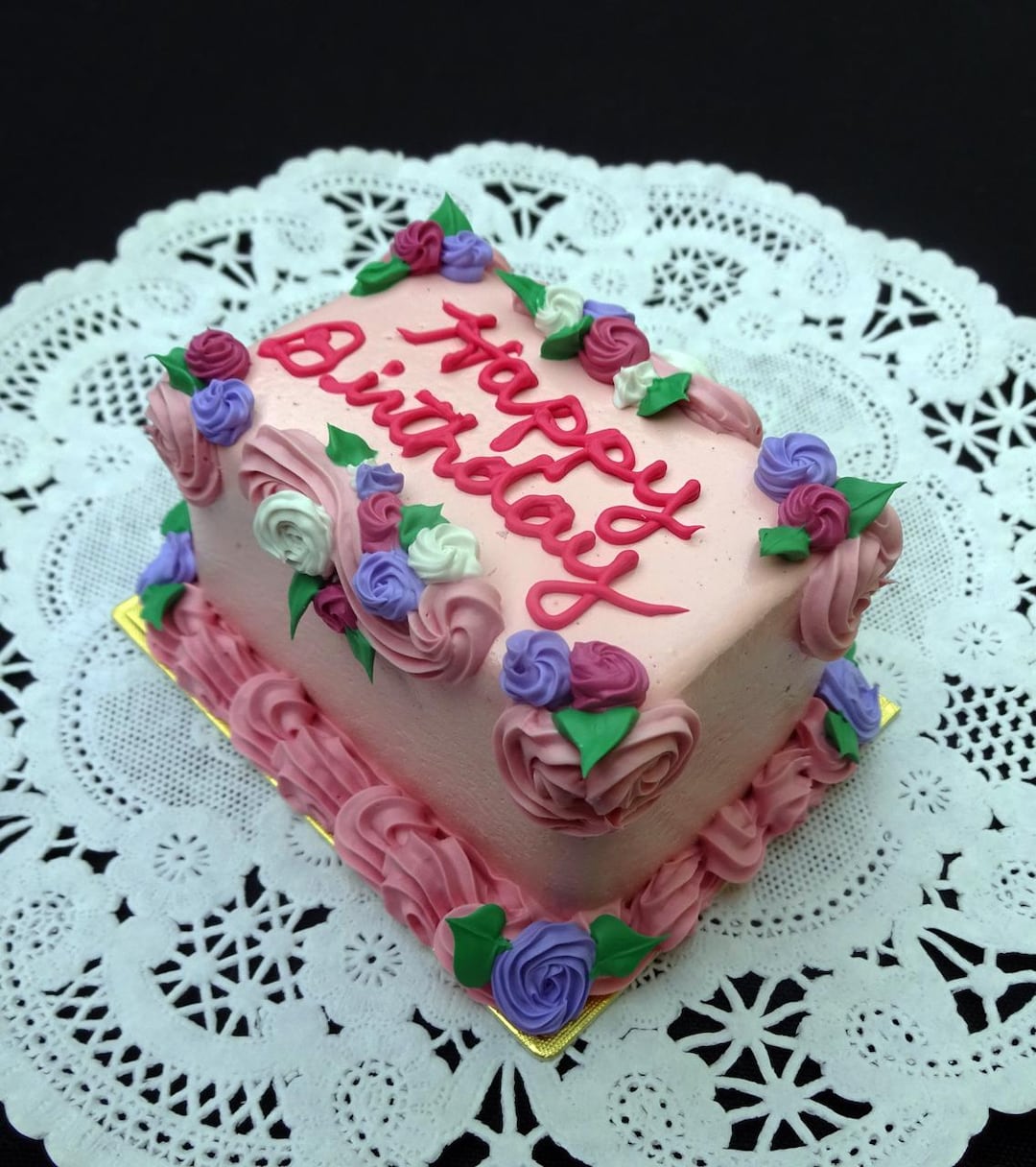 Adorable Pink Happy Birthday Fake Mini Cake