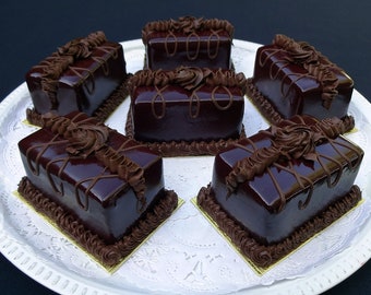 Fake Chocolate Rose Rectangular Mini Cake | Decorative Non Edible Cake Prop
