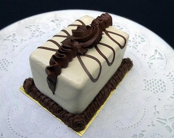 Fake Chocolate Rectangular Mini Cake Prop | Decorative Faux Dessert Display