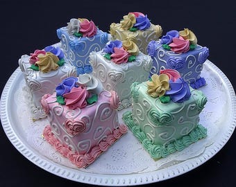 Faux Vintage Mini Cake Prop | Intricate Fake Cake Display for Staging & Decor