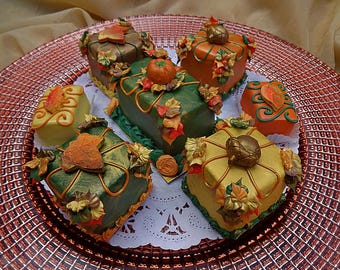 7 Pc Autumn Fake Cake Pastry Set | Fall Faux Desserts Thanksgiving Display