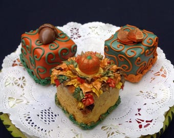 Fall Faux Desserts | 3 Piece Autumn Tea Cakes | Fake Fall Pastries