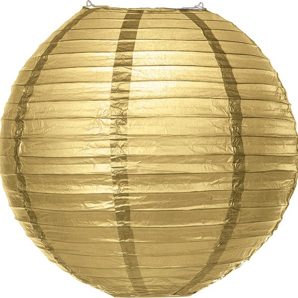 Gold Glitz Parallel  Ribbing Paper Lantern Decoration for Celebrations. Showers. Parties. Events. Weddings.