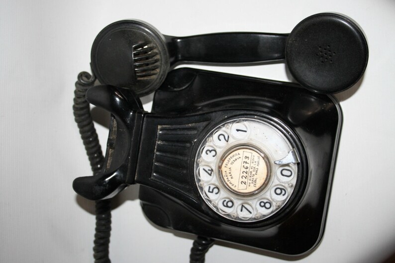 Black Vintage Retro Analogue Wall Hanging Phone Bakelte Body Etsy
