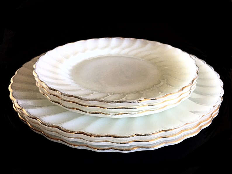 Hocking Petalware Hocking Swirl Plate Fire King Swirl Vintage Petalware Hocking Hocking Gold Trim Swirl White Vintage Anchor Hocking