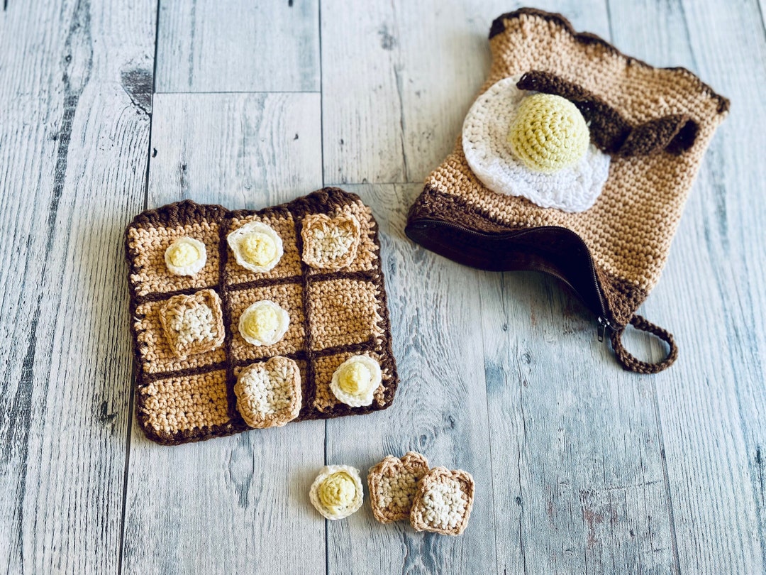 Tic Tac Toe Toast and Eggs, Crochet Toast, Crochet Eggs, Crochet Toast ...