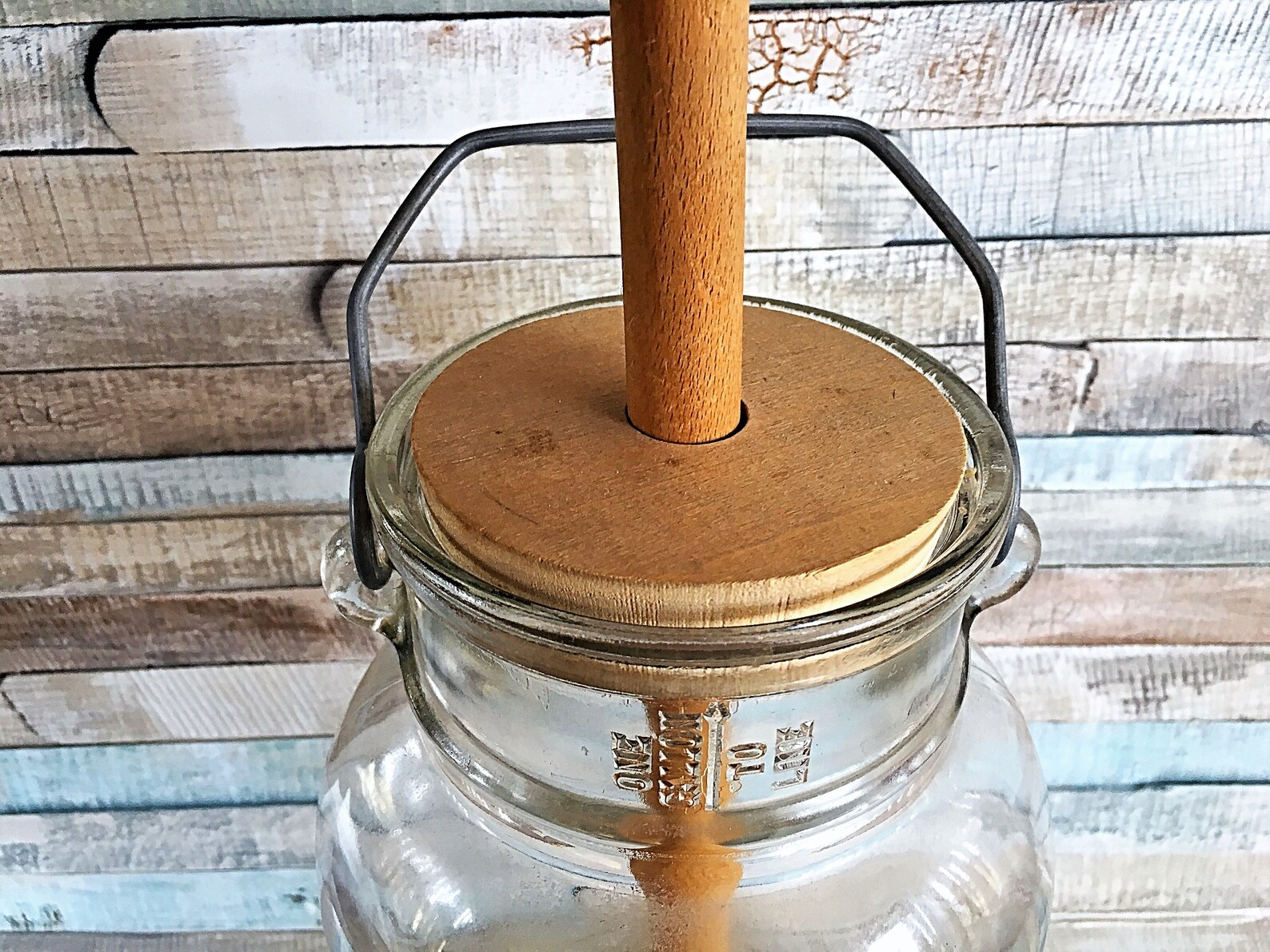 Vintage Owens Glass Butter Churn One Gallon Bale Handle Jar Etsy