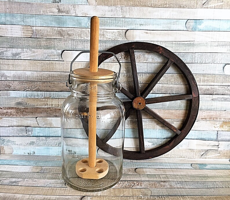 Vintage Owens Glass Butter Churn One Gallon Bale Handle Jar Etsy