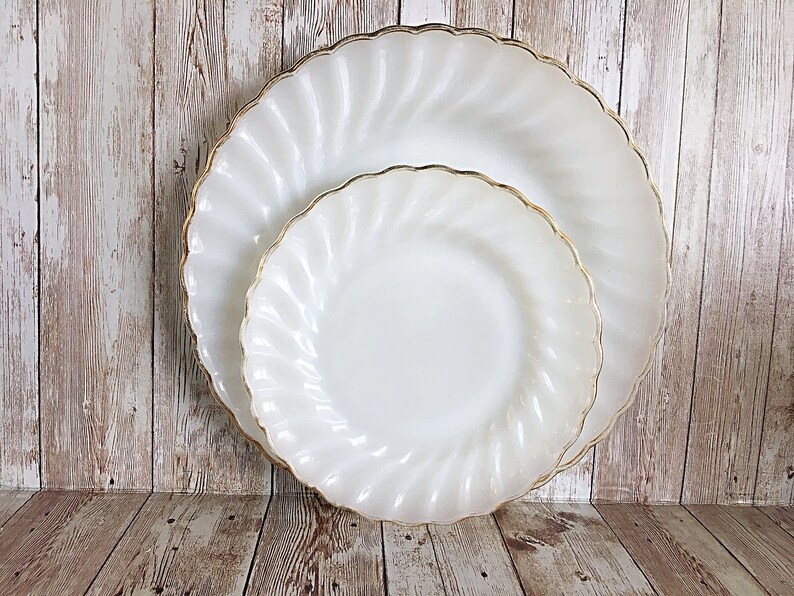 Hocking Petalware Hocking Swirl Plate Fire King Swirl Vintage Petalware Hocking Hocking Gold Trim Swirl White Vintage Anchor Hocking